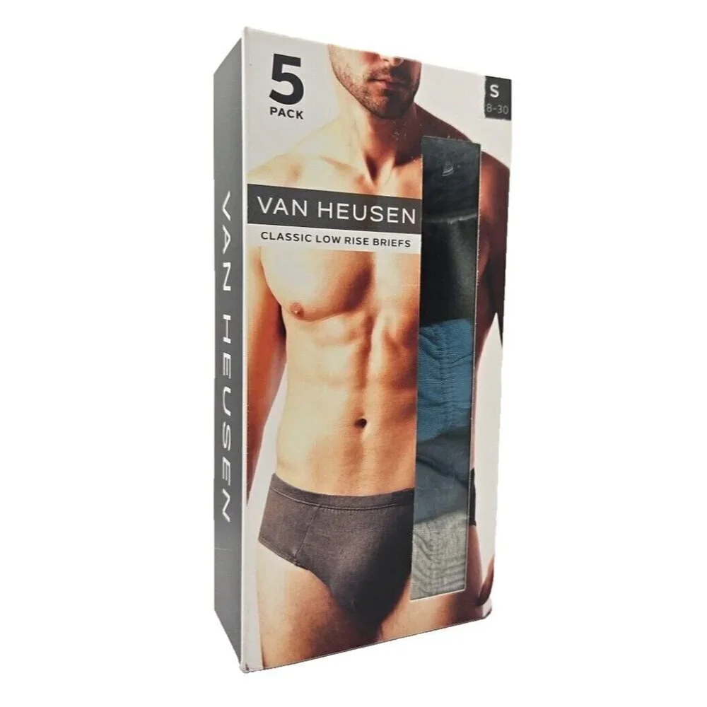 5 Pack Van Heusen Underwear Low Rise Briefs S 28-30  Multicolor Green & Blue NWT